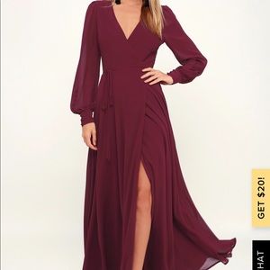 My Whole Heart Burgundy Long Sleeve
Wrap Dress